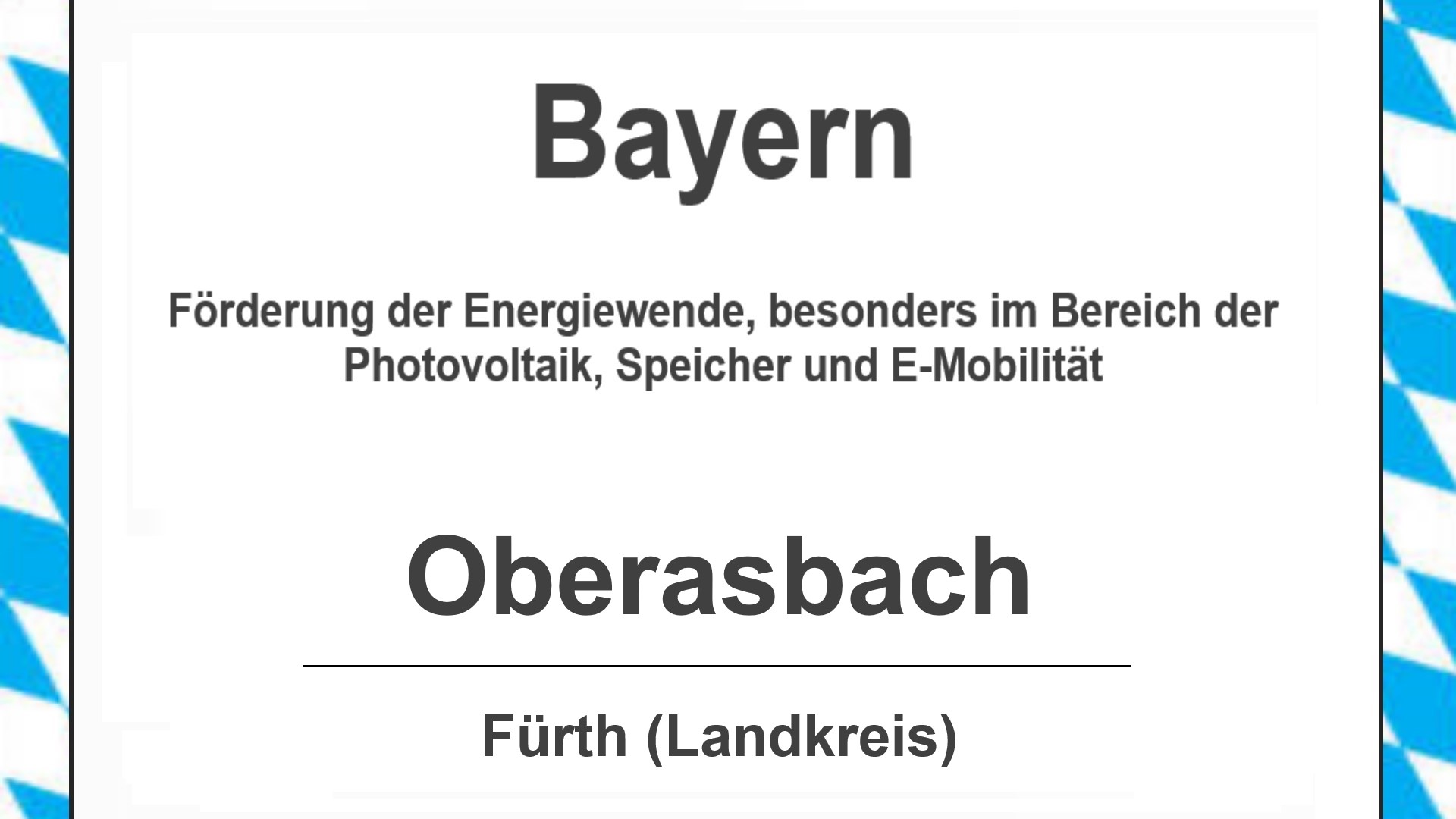 Oberasbach im Landkreis Fürth, Bayern, Förderungen zur Energiewende, besonders für Photovoltaikanlagen, Speicher und E-Mobilität.
