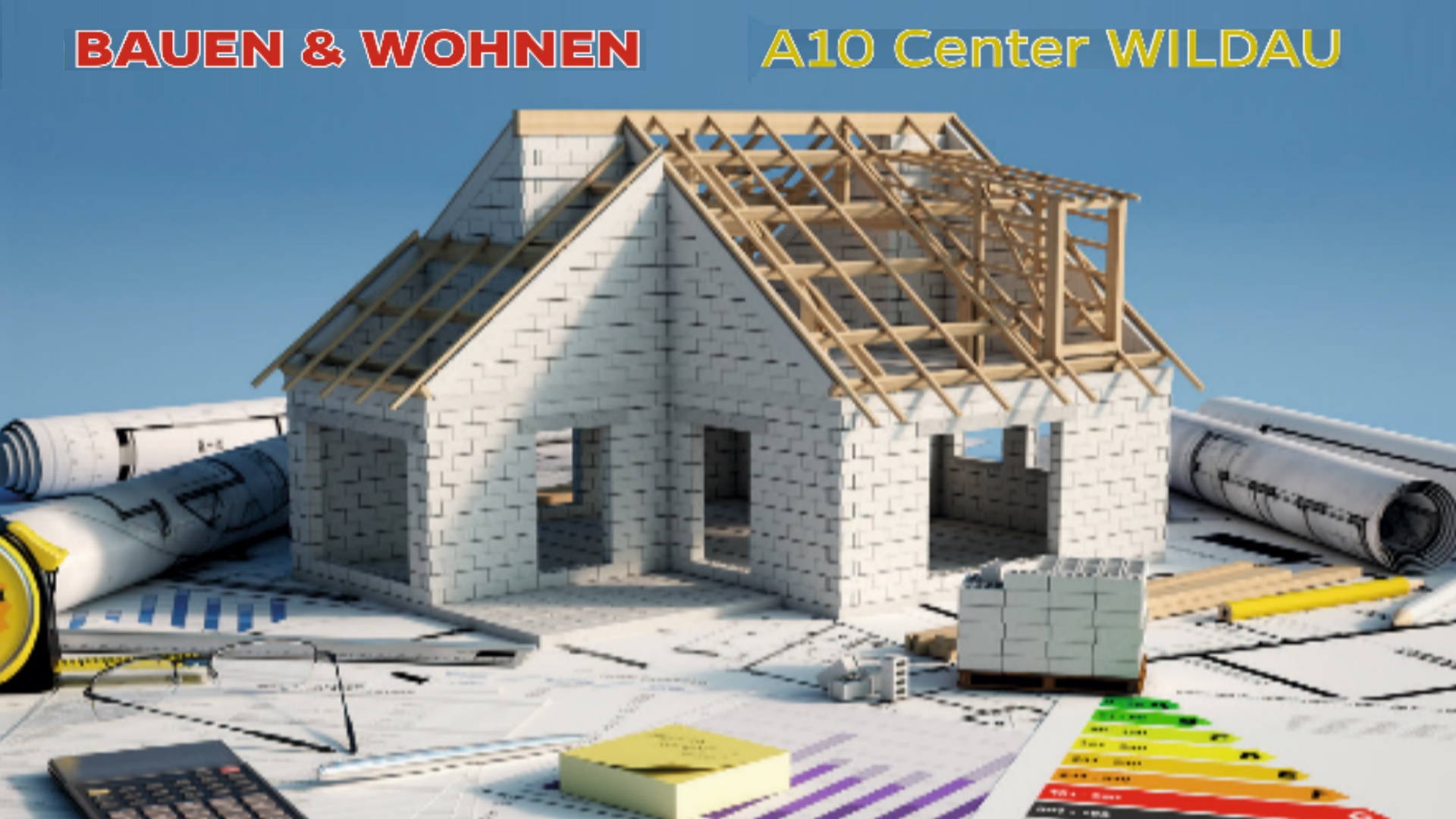 Logo der PAS-Baumesse, Bauen und Wohnen im A10 Center Wildau.