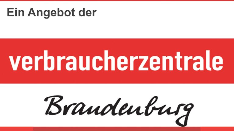 Logo der Verbraucherzentrale Brandenburg mit dem Schriftzug „Ein Angebot der …“.