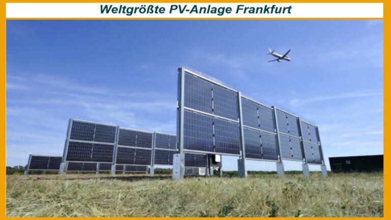 Foto des Baubeginns der weltgrößten vertikalen Photovoltaikanlage am Flughafen Frankfurt.