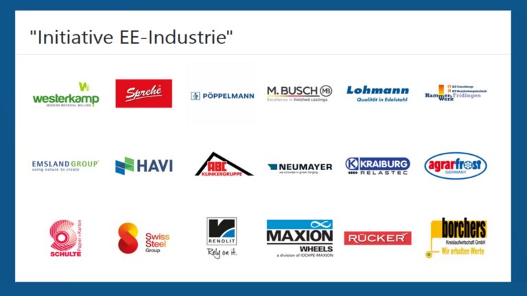 Logos der Teilnehmer der "Initiative EE-Industrie" zur Grünstrom-Eigenversorgung.