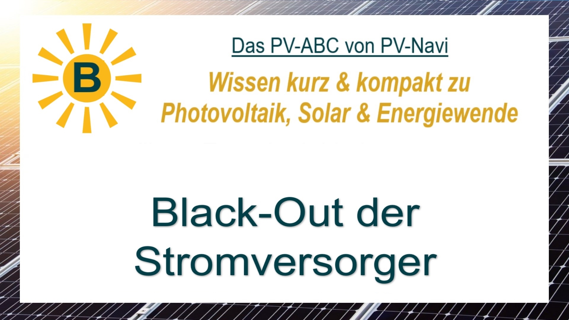 Black-Out der Stromversorger