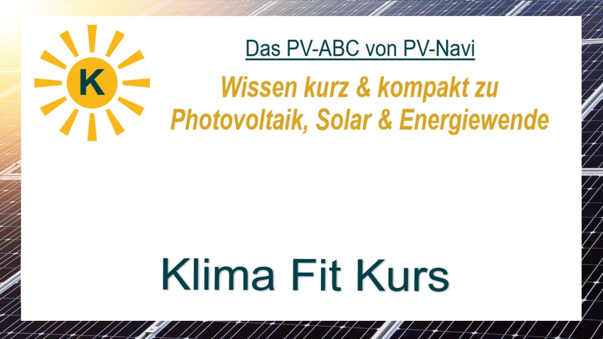 Das Bild zeigt den Begriff „Klima Fit Kurs“. Es ist ein Weiterbildungsangebot zum Klimaschutz.