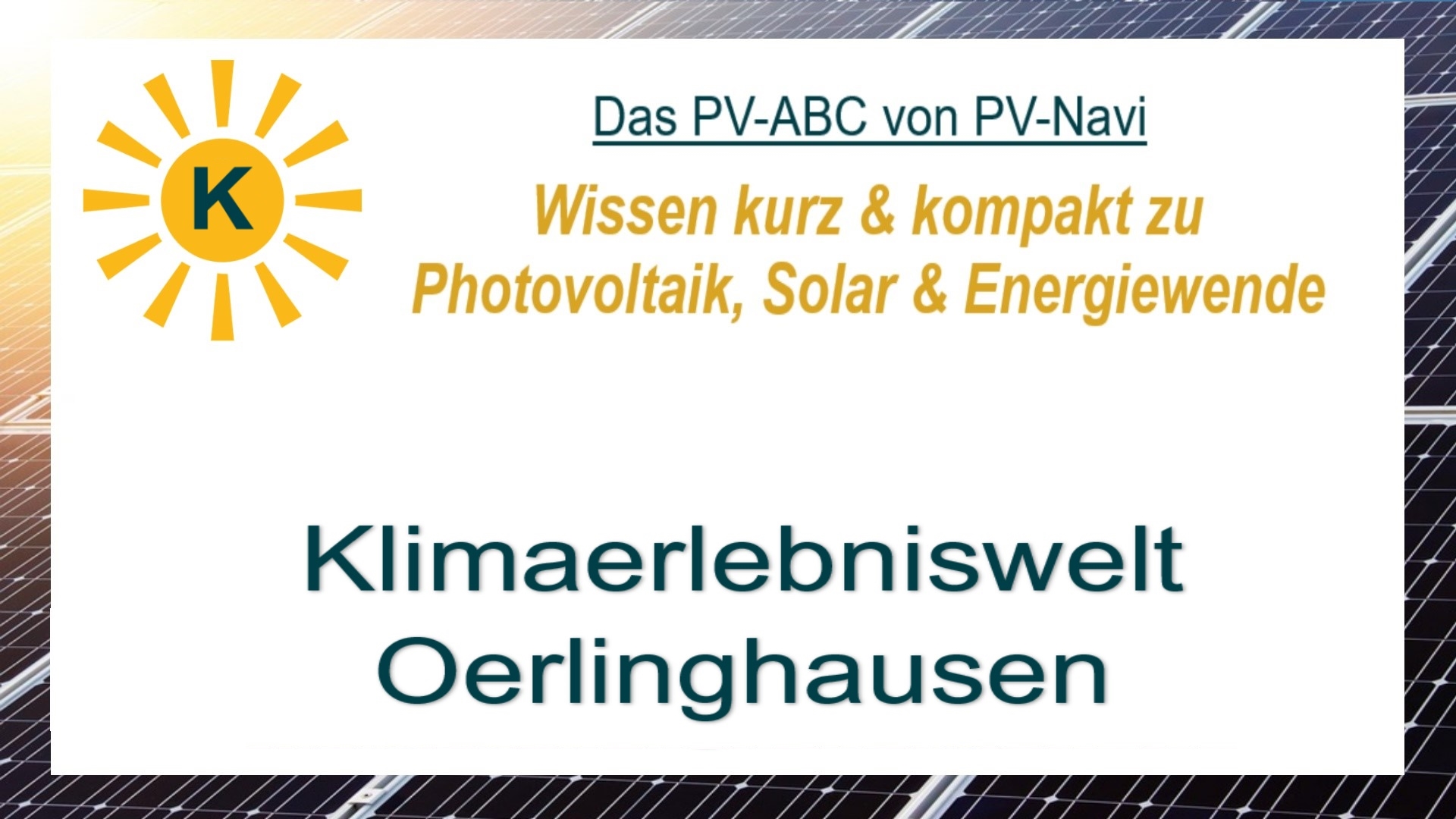 Das Bild zeigt den Begriff „Klimaerlebniswelt Oerlinghausen“. Es handelt sich um ein regionales Bildungs- und Erlebniszentrum.