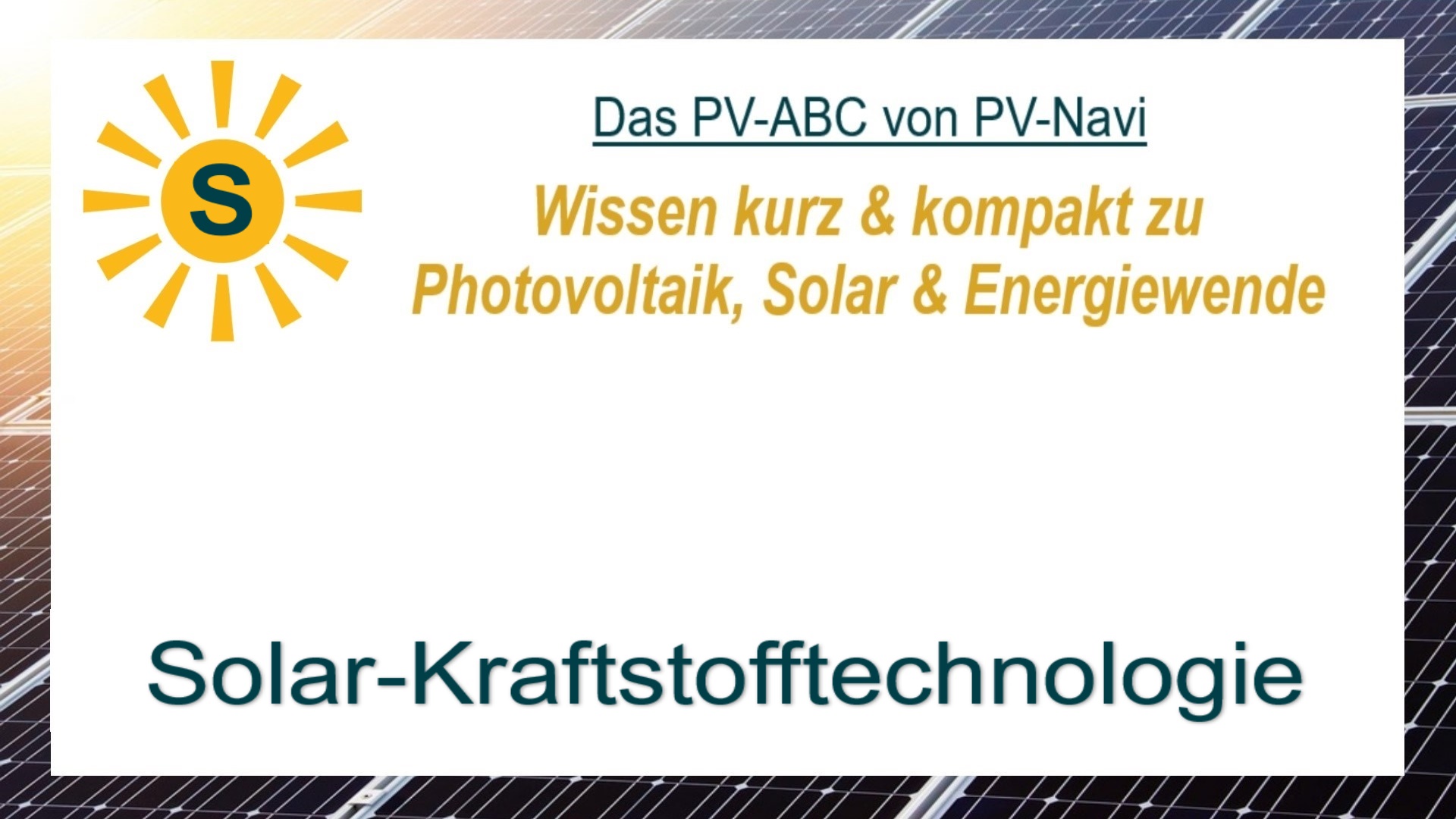 Das Bild zeigt das Wort „Solar-Kraftstofftechnologie“, ein Verfahren zur Herstellung solarer Treibstoffe.
