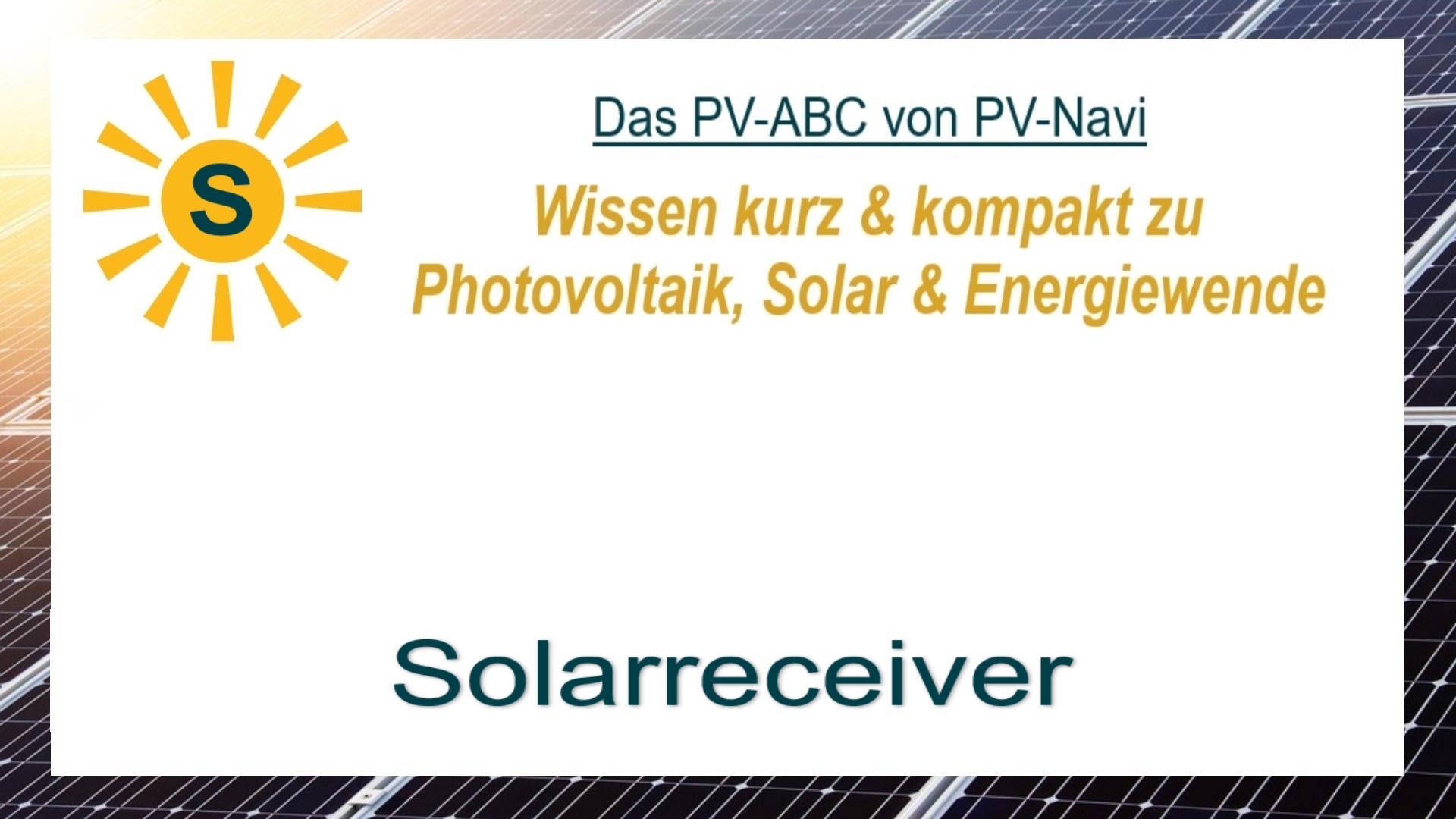 Das Bild zeigt das Wort „Solarreceiver“, eine Forschungsanlage für konzentrierte Solarenergie gibt es in Jülich.