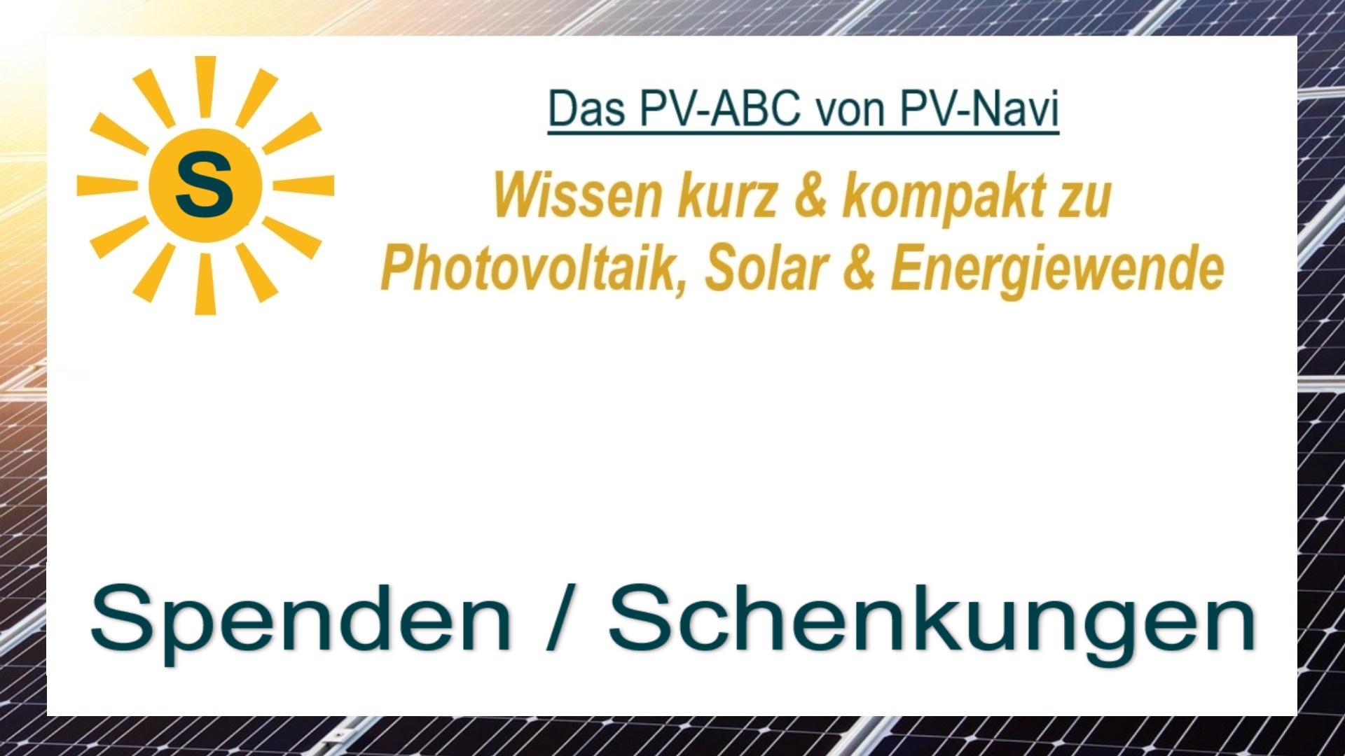 Das Bild zeigt das Wort „Spenden, Schenkungen“, finanzielle Beiträge zur Unterstützung von Solarprojekten.