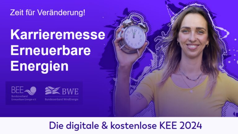 Logo der Karrieremesse Erneuerbare Energie, vier digitale Veranstaltungen in Deutschland.