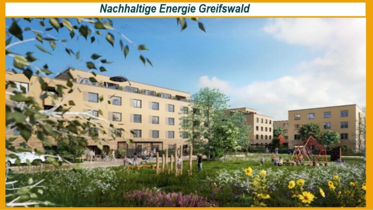 Gebäudeansicht der begeno16 eG in Greifswald mit Photovoltaikanlagen für das Mieterstrommodell
