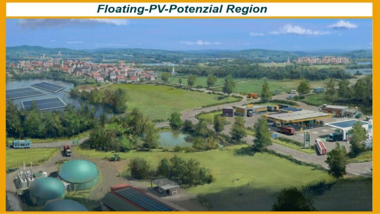 Potenzielle Gewässerstandorte für Floating-PV-Anlagen zur Erzeugung erneuerbarer Solarenergie.