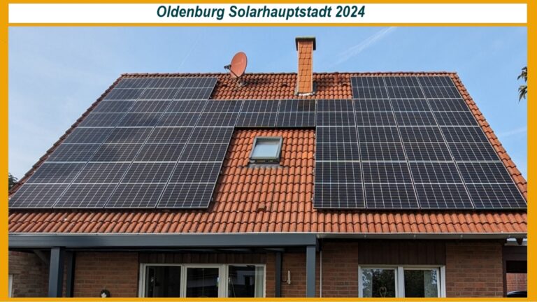 Solardach in Oldenburg, die Stadt mit dem größten PV-Ausbau 2024 in Deutschland.