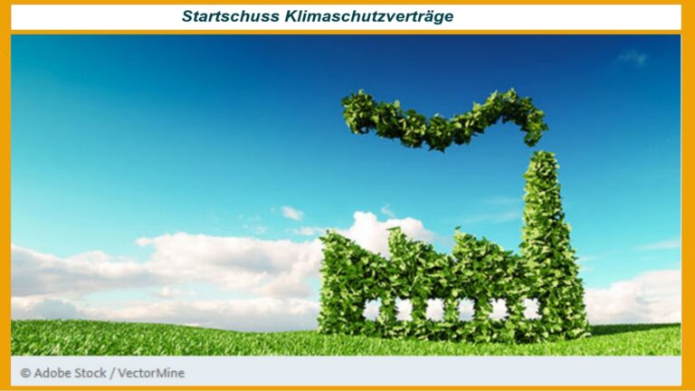 Symbolbild einer grünen Fabrikanlage: Deutschland startet Klimaschutzverträge für die klimafreundliche Industrie.
