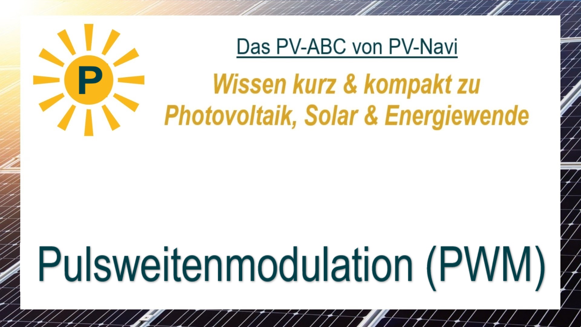 Auf dem Bild steht „Pulsweitenmodulation (PWM)“. Dies ist eine Regelungstechnik in der Elektrotechnik.