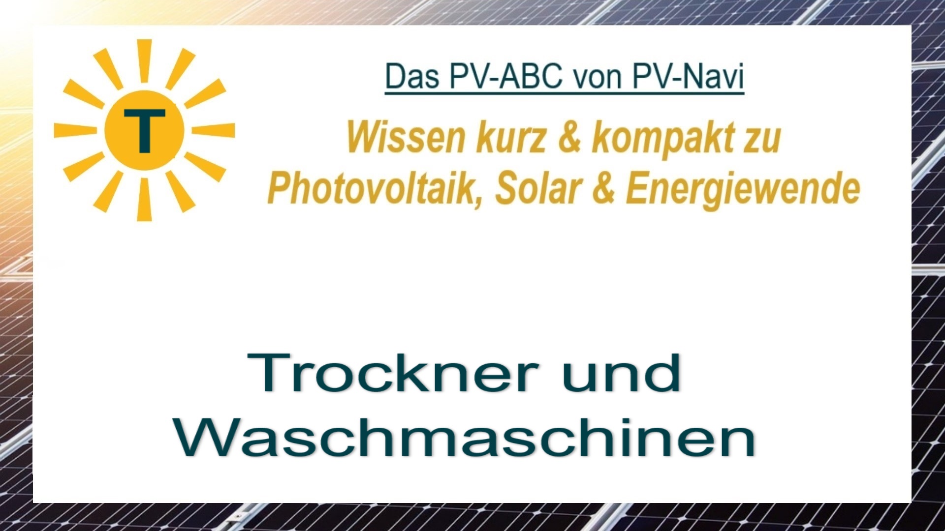 Das Bild zeigt das Wort „Trockner und Waschmaschinen“, Haushaltsgeräte und Stromverbraucher.