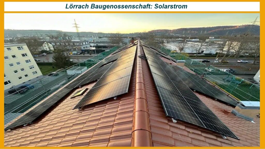 Photovoltaikanlage auf dem Dach der Baugenossenschaft Lörrach eG liefert sauberen Solarstrom.