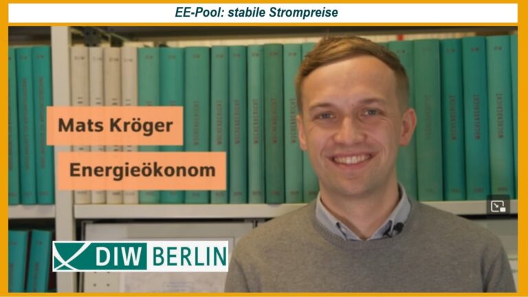 Studie des DIW über stabile und günstige Strompreise durch Erneuerbare-Energien-Pool.