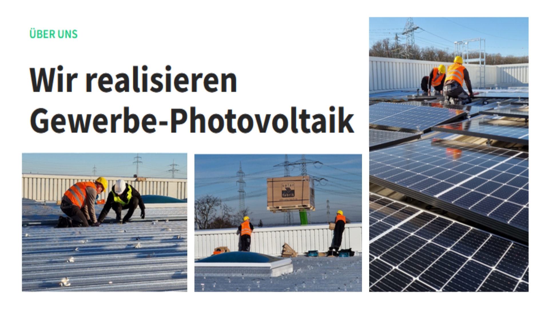 Fotos von der Montage von Photovoltaikanlagen für Gewerbekunden durch Prisma Neue Energie GmbH.