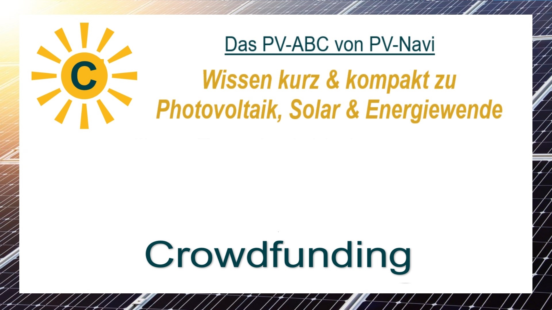 Das Bild zeigt den Begriff „Crowdfunding“ als Titelbild im Kontext Solarprojekte.