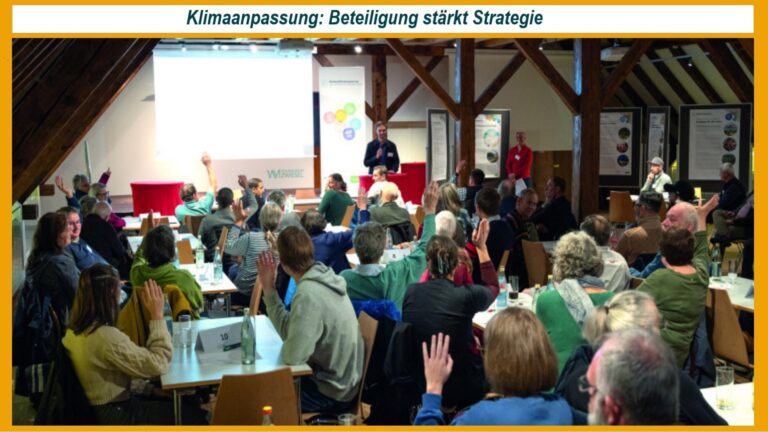 Gruppe von Zuhörern beim Vortrag zur neuen Klimaanpassungsstrategie der Bundesregierung.
