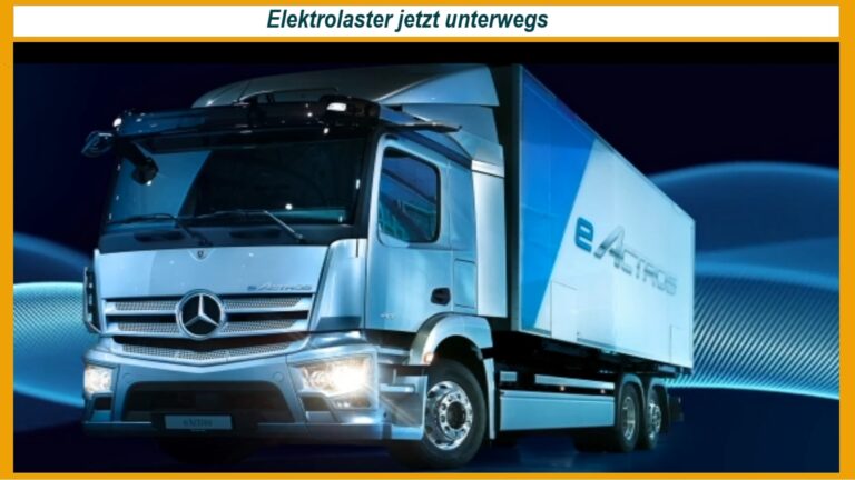 Mercedes LKW, der Teil der zukünftigen Elektrolasterflotte für emissionsfreies Fahren ist.