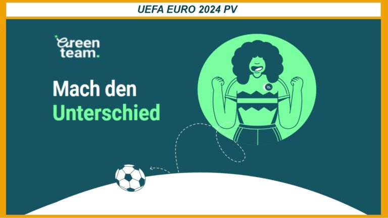 Plakat zur UEFA EURO 2024 mit GreenTeam-Kampagne für nachhaltigen Klimaschutz.