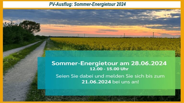 Einladung zur Sommer-Energietour 2024 in Feldheim.