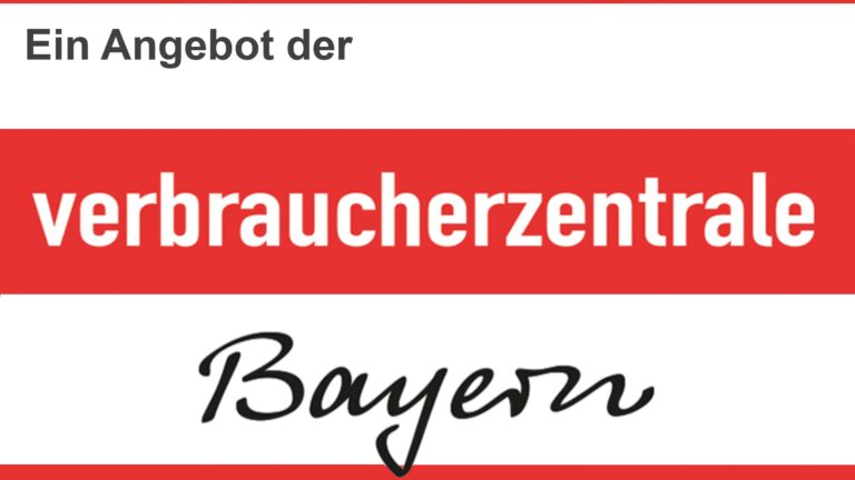 Logo der Verbraucherzentrale Bayern mit dem Schriftzug „Ein Angebot der …“.