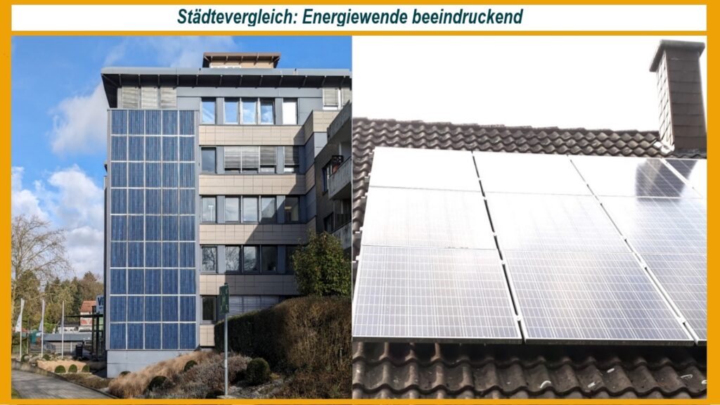 Solaranlagen an Fassaden und auf Dächern, die zur nachhaltigen Energieerzeugung beitragen.