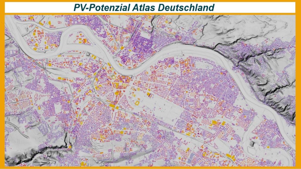 Grafik im Solaratlas zeigt das Potenzial von Solaranlagen auf verschiedenen Gebäuden in Deutschland.
