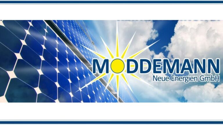 Logo von Moddemann Neue Energien GmbH, spezialisiert auf innovative Photovoltaiklösungen in Nordhorn.