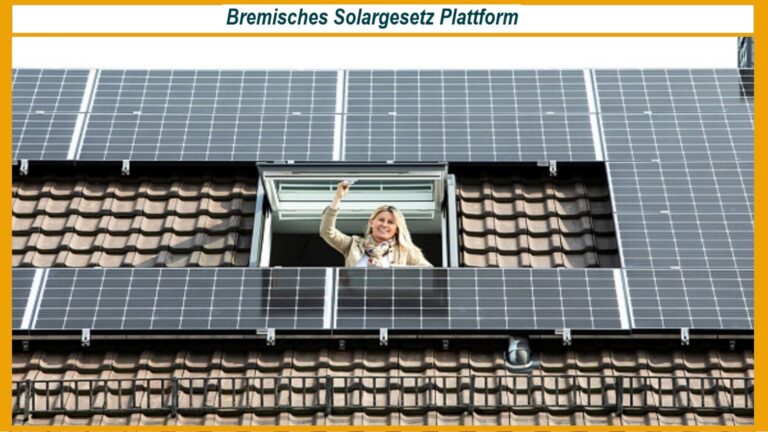 Eine Fotovoltaikanlage auf einem Dach gemäß dem Bremischen Solargesetz.