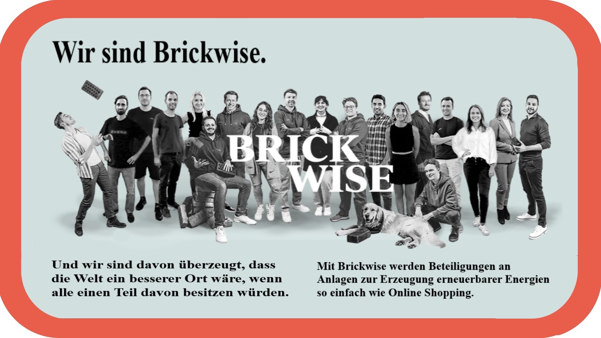 Gruppenfoto des engagierten und kompetenten Teams von Brickwise Investment GmbH.