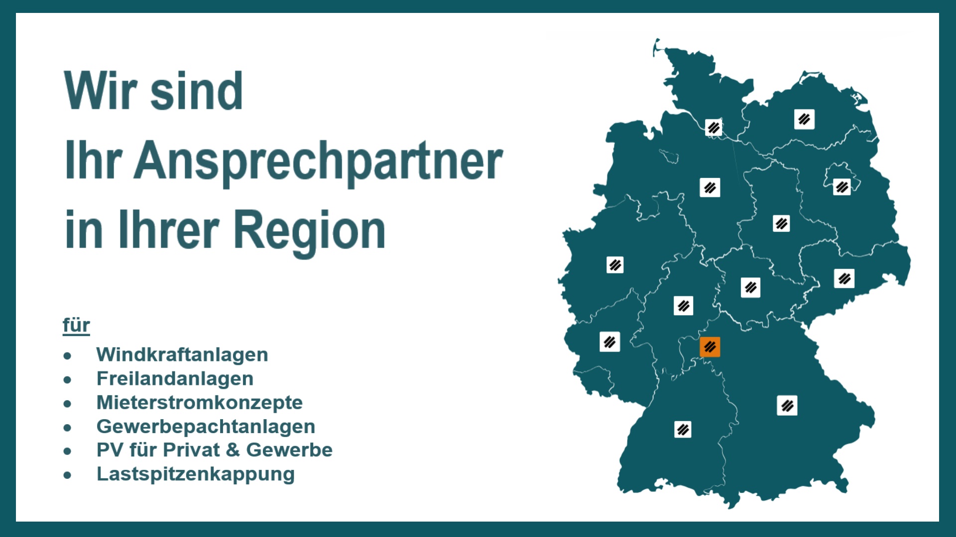 Solar␥Stunde GmbH – Deutschlandkarte mit Beratungsstützpunkten für Solarenergie in Ihrer Region.