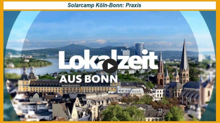 Die Abbildung zeigt das Startbild des WDR-Filmbeitrags über das erfolgreiche Solarcamp Köln-Bonn.