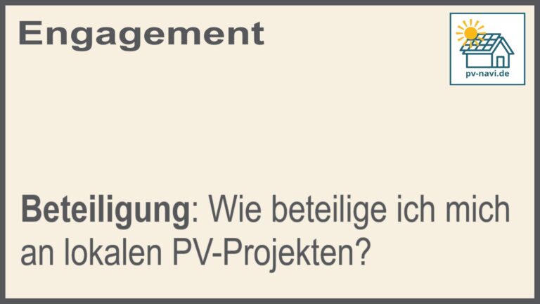 Stichwort: Beteiligung an lokalen PV-Projekten - FAQ