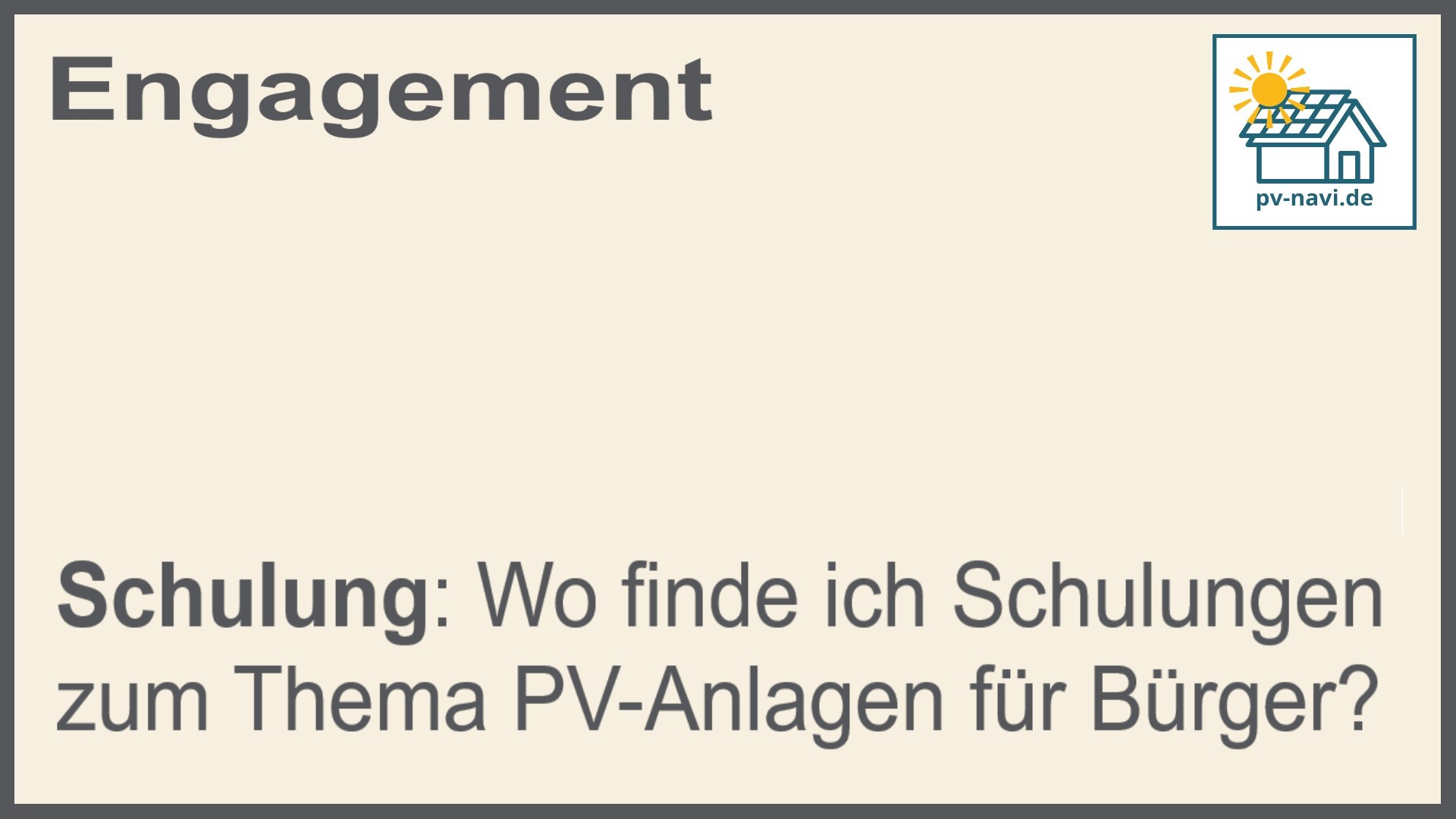 Schulungen zum Thema PV-Anlagen für Bürger. Stichwort: Spenden sammeln - FAQ