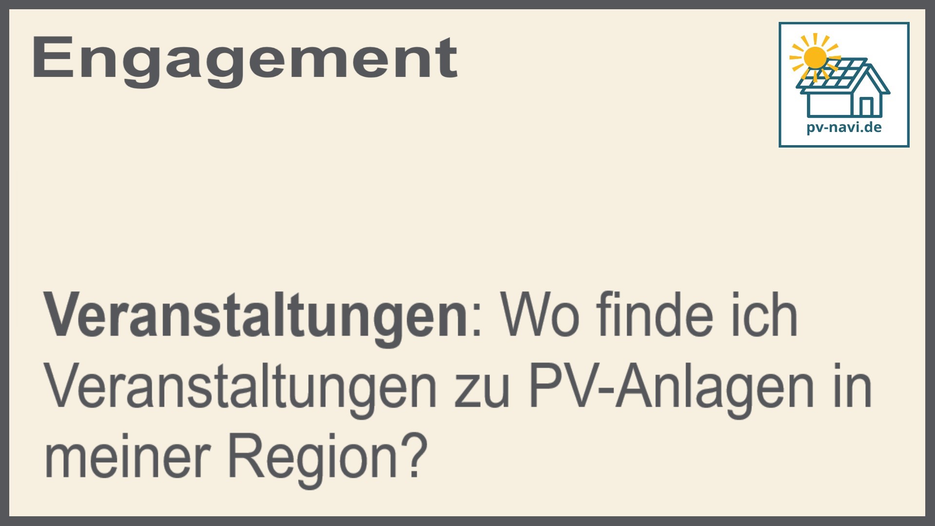Stichwort: PV-Veranstaltungen finden - FAQ