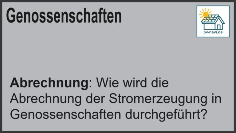 Abrechnung der Stromerzeugung in Genossenschaften - FAQ