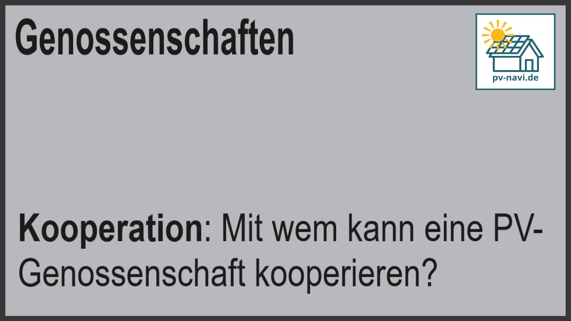 Stichwort Kooperation: Partner für PV-Genossenschaften - FAQ