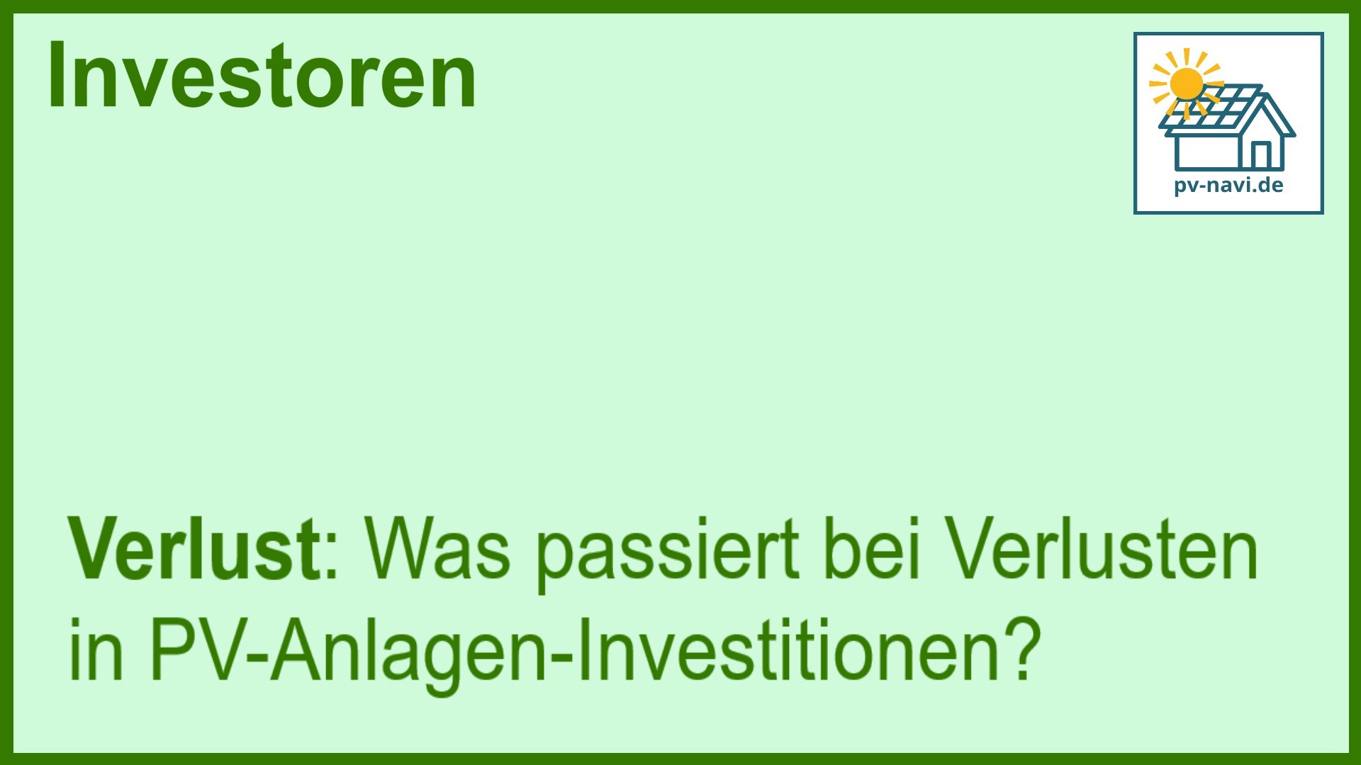 Stichwort Verluste bei PV-Anlagen - FAQ.