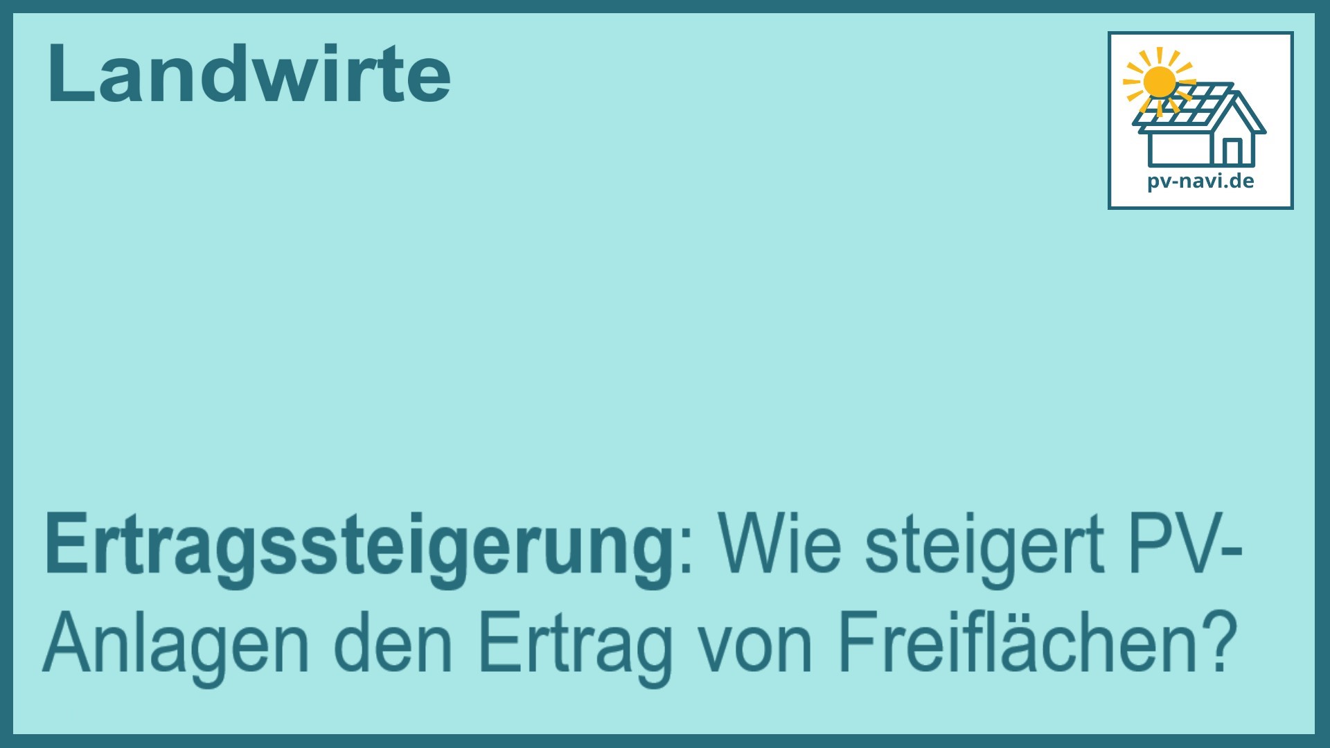Stichwort: Ertragssteigerung durch PV-Anlagen auf Freiflächen - FAQ.