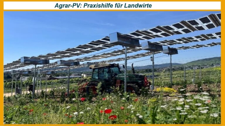 Agri-Photovoltaikanlage mit Solar-Panels und landwirtschaftlicher Nutzung, zeigt die Kombination von Energie- und Nahrungsmittelproduktion.