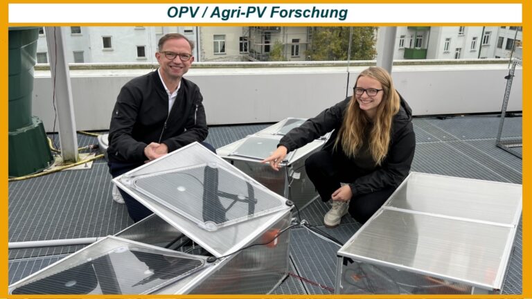 Versuchsaufbau mit organischen Photovoltaikmodulen (OPV) im Labor: Forschung zu Agri-Photovoltaik-Anwendungen.