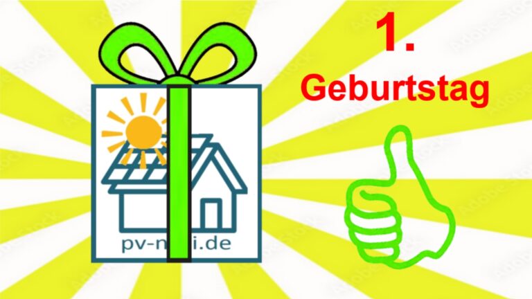 Ein Geschenkpaket, das den ersten Geburtstag von PV-Navi feiert, einem Onlineportal für Photovoltaik-Wissen und die Energiewende.