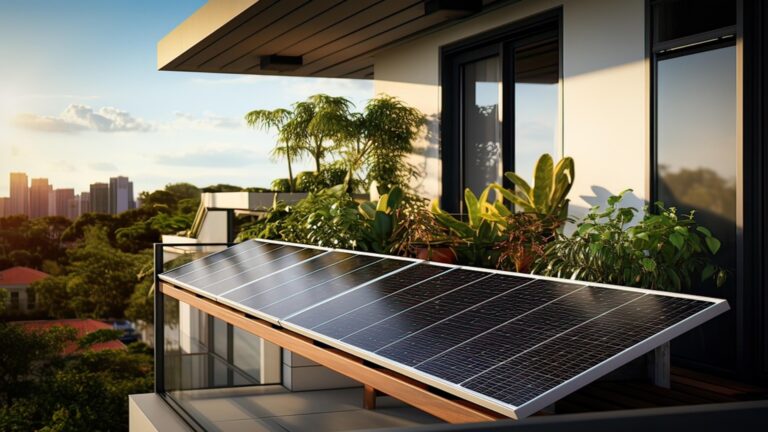 Balkonkraftwerk auf einem Balkon, symbolisiert die zunehmende Nutzung von Photovoltaik für die Energiewende.