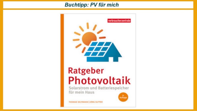 Buchcover mit dem Titel „Ratgeber Photovoltaik“ von der Verbraucherzentrale NRW