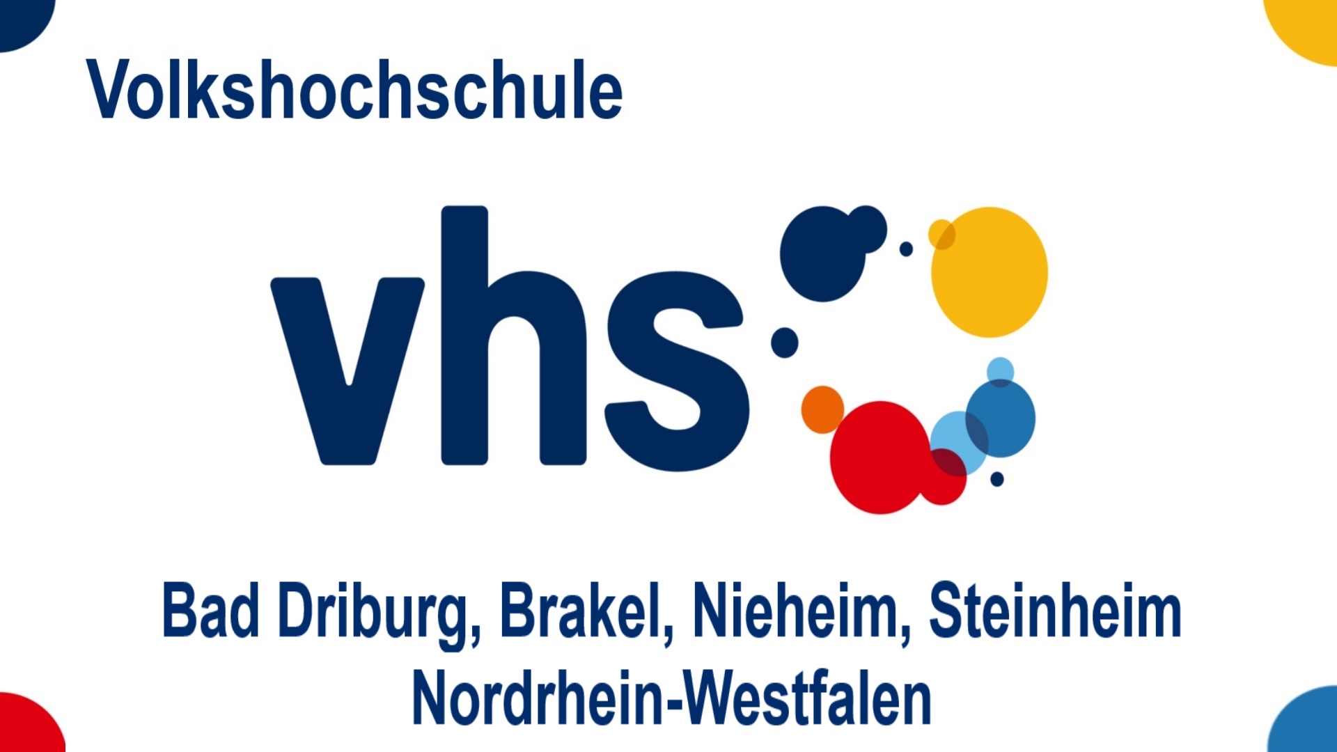 Logo der Volkshochschule Bad Driburg, Brakel, Nieheim, Steinheim in Nordrhein-Westfalen, Bildungsangebote zu Energiespeichern, Solar, Energiewende und Photovoltaik.