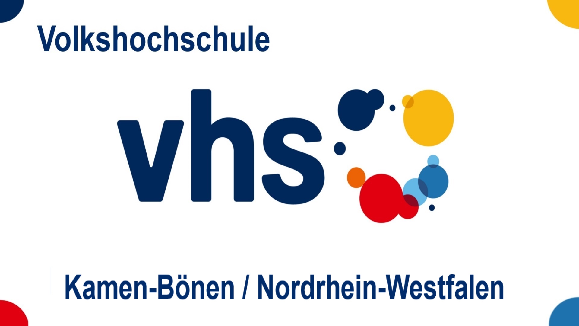 Logo der Volkshochschule (VHS) Kamen-Bönen in Nordrhein-Westfalen, Bildungsangebote zu Energiespeichern, Solar, Energiewende und Photovoltaik.