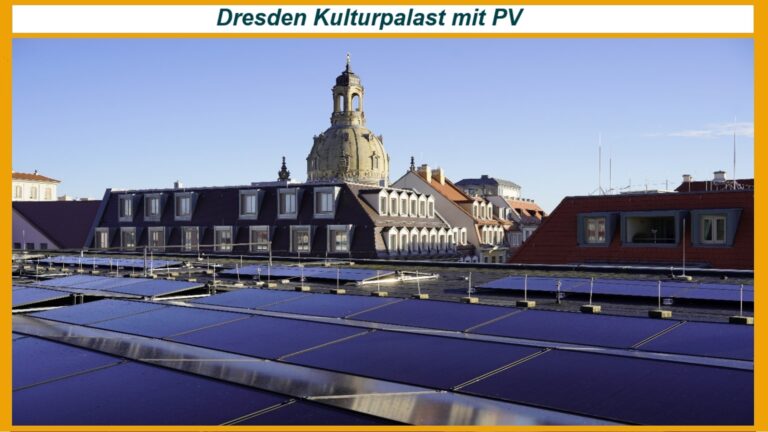 Photovoltaikanlage auf dem Dach des Kulturpalasts Dresden als Beitrag zur Energiewende und Nachhaltigkeit.