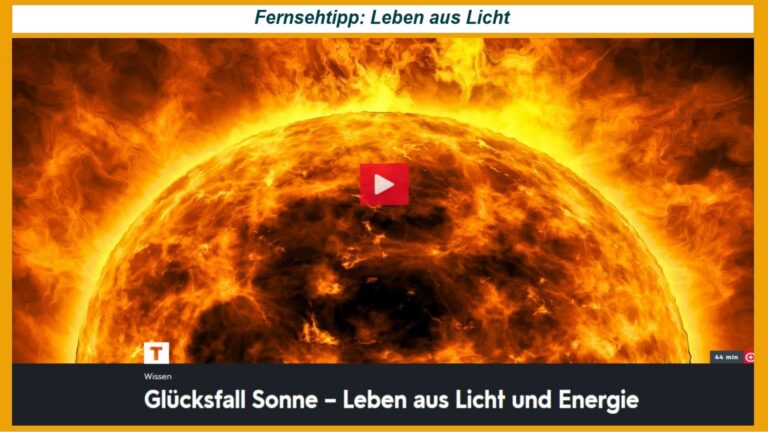Die Sonne glüht am Himmel und liefert Energie, die für Leben und Photovoltaik genutzt wird.